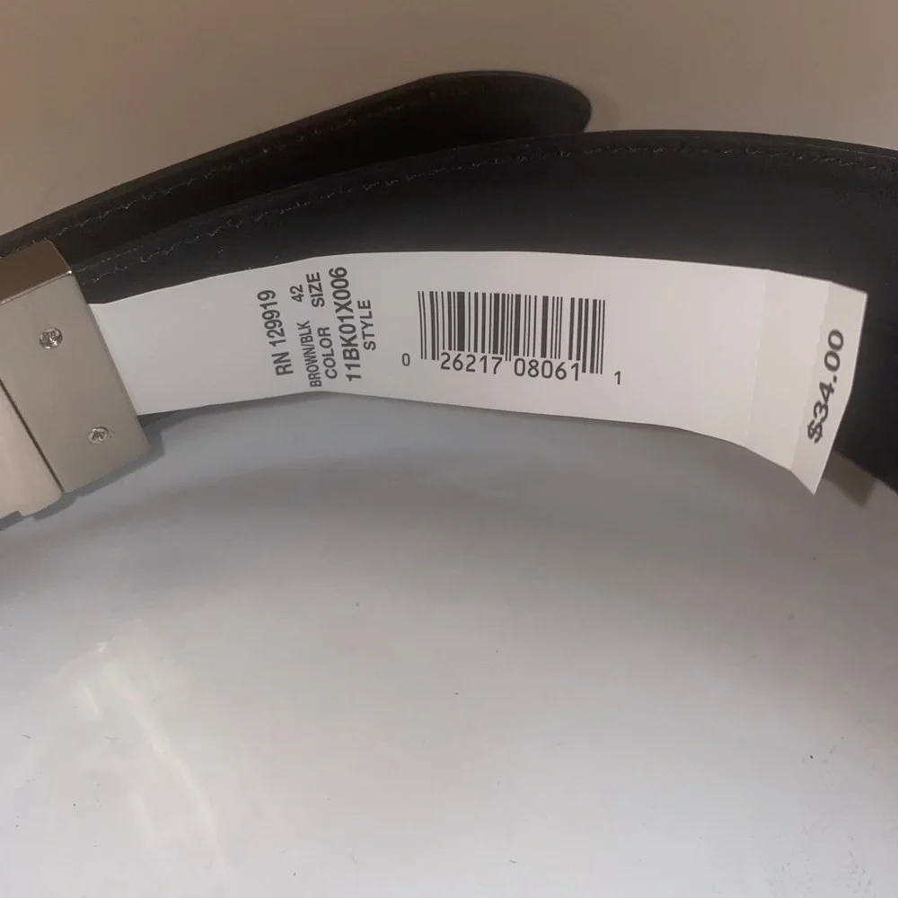Saddlebred 1.25” Leather Reversible Brushed Nickle Belt Black Brown 42w $34 lcsr